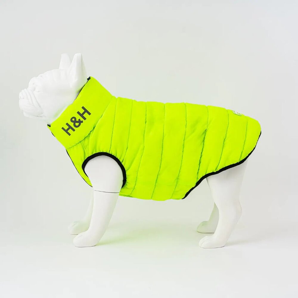 New Reversible Dog Puffer Jacket Yellow/Green & Navy